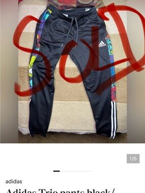 Adidas Trio pants black/multicolor sides size M THIS ITEM HAS BEEN SOLD